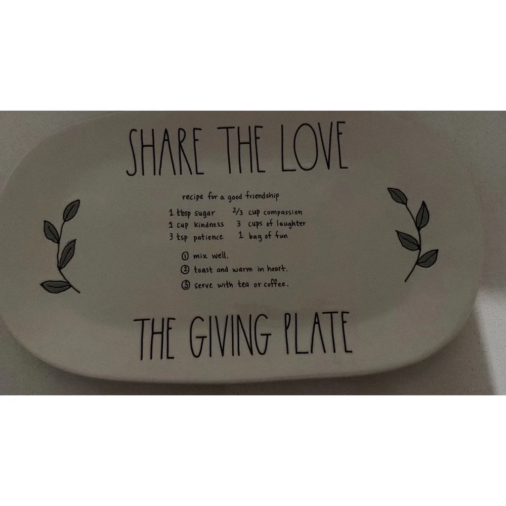 Rae Dunn SHARE THE LOVE THE GIVING PLATE Serving Tray Platter 9